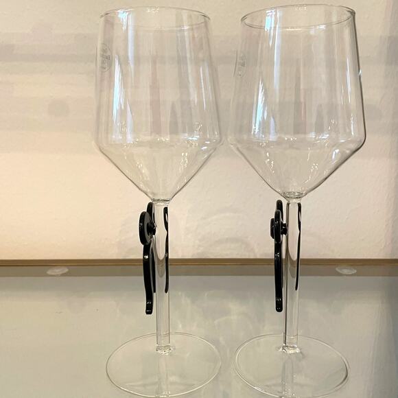 Black Bow Wine Glass Set of 2 Holiday Glam Barware NEW - Picture 5 of 10